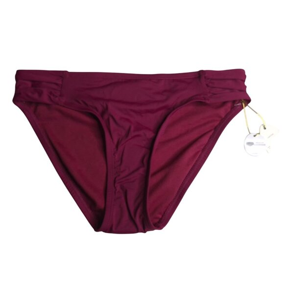 Mynah Womens Hipster Bikini Bottom XS Medium Coverage Maroon New - Picture 1 of 4